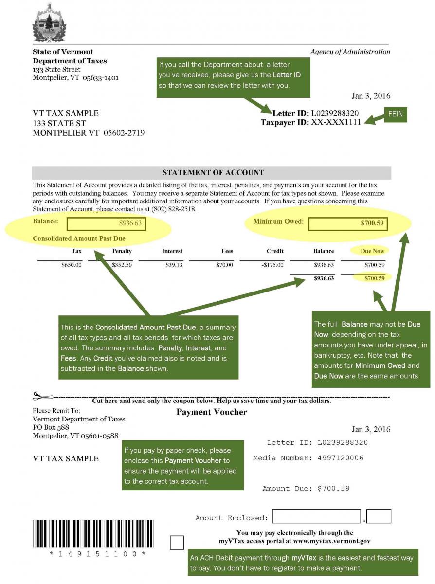 Understanding Your Tax Bill Department of Taxes